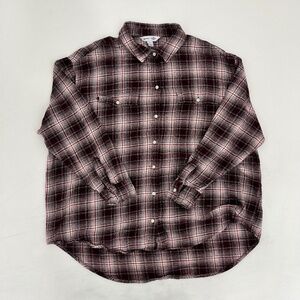 Old Navy Mens Size‎ XL Button Up The Boyfriend Shirt Burgundy Plaid Flannel
